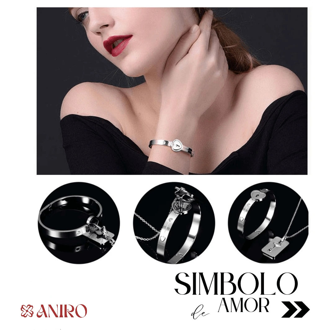 PULSERA CORAZÓN Y COLLAR LLAVE (PAREJAS)