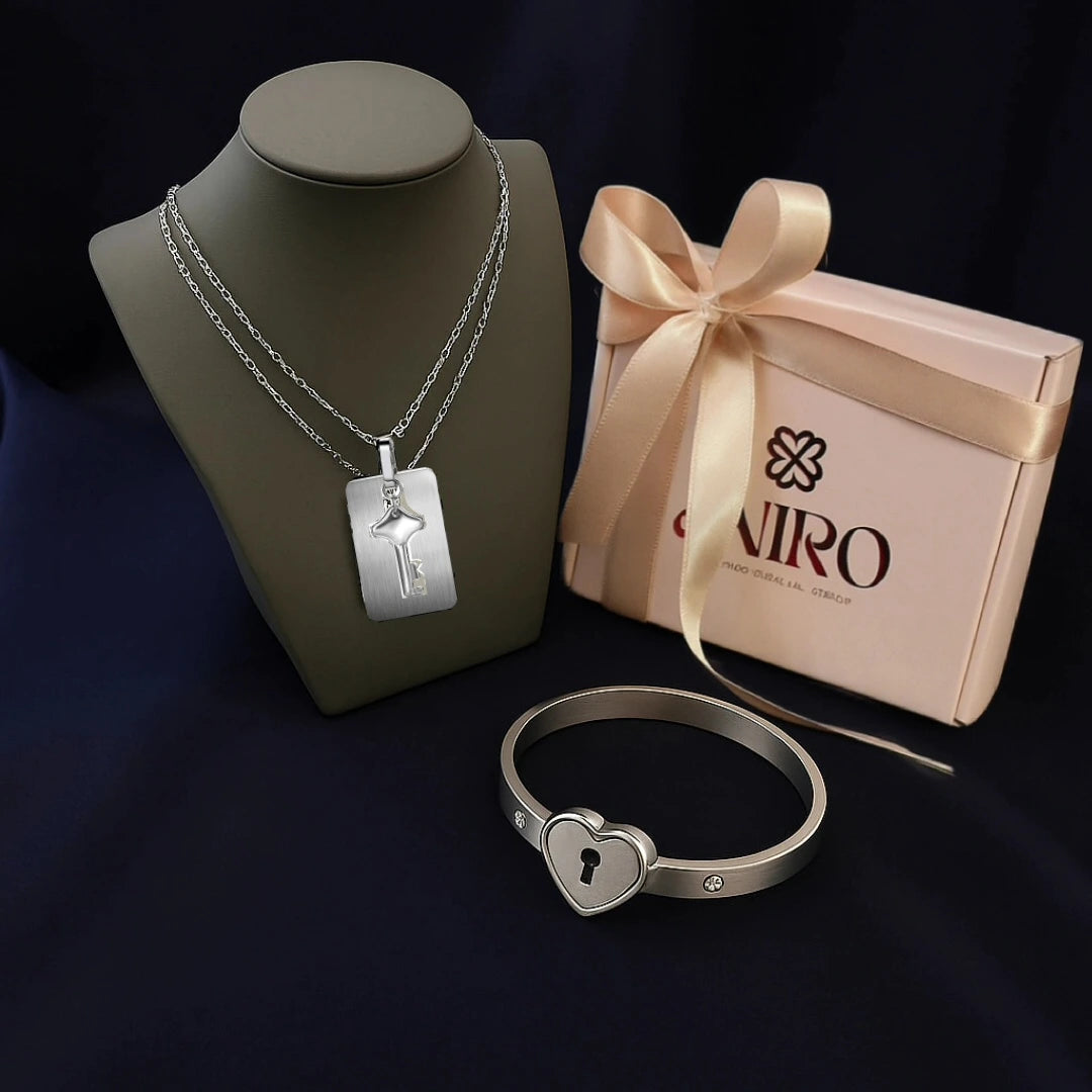 PULSERA CORAZÓN Y COLLAR LLAVE (PAREJAS)