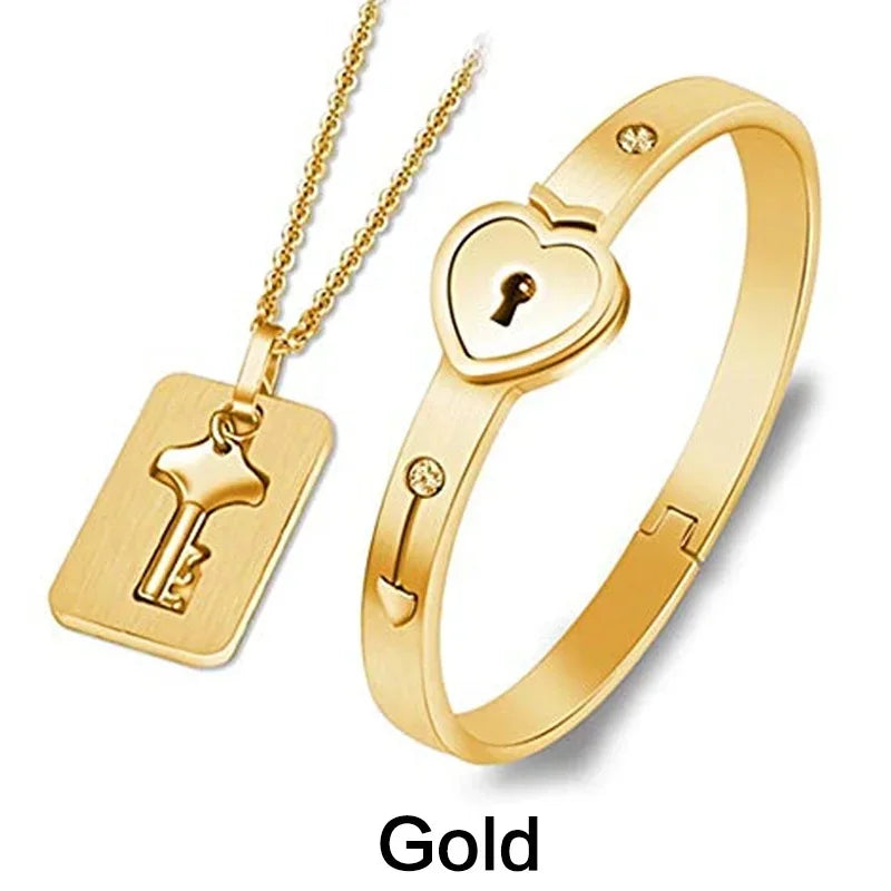 PULSERA CORAZÓN Y COLLAR LLAVE (PAREJAS)